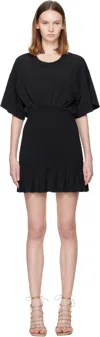 Attico Black Fluid Cady Minidress In Black