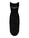 Attico Black Fringed Viscose Blend Knit Midi Dress In Black