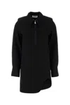 Attico Mini Dress With Long Sleeves And Asymmetrical Hem In Black