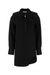 Attico Mini Dress With Long Sleeves And Asymmetrical Hem In Black