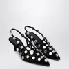 Attico The  Black Open Lattice Design Low-heeled Shoes