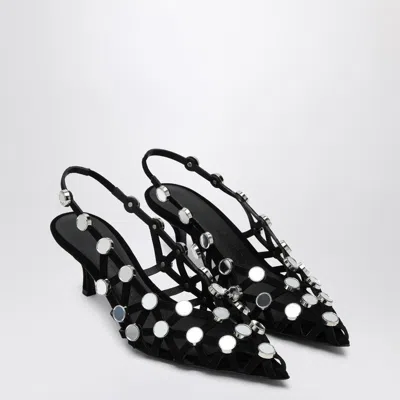 ATTICO BLACK GRID SLINGBACK