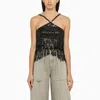 Attico Embellished Halter Neck Top In Black