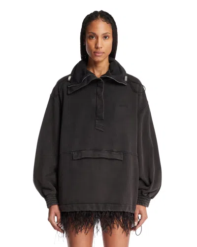 Attico Black High-neck Blouson In Burgundy