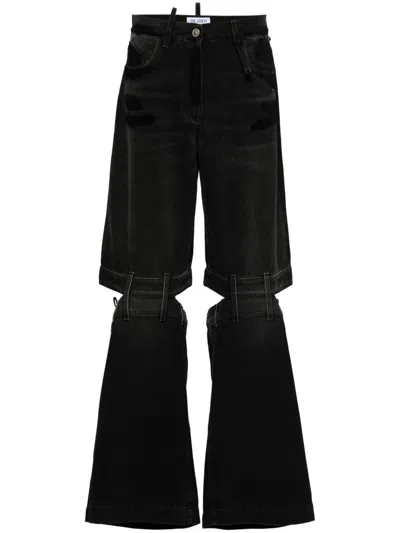 ATTICO BLACK HIGH-RISE WIDE-LEG JEANS