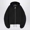 Attico Bomber Jacket With Hood And Drawstring Hem In Black