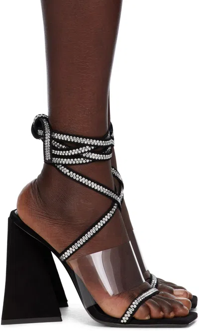Attico Black Isa Heeled Sandals In 212 Silver/black