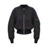 Attico Black Bomber Jacket With Front Zip Closure And One Zipped Pocket On The Sleeve In Tech Fabric Woman In Black