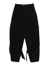 Attico Wide Leg Denim Trousers With Strap And Pockets In Black