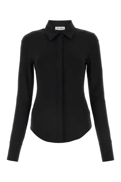 Attico Elton Stretch Jersey Shirt In Black