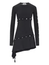 Attico Studded Asymmetric Convertible Dress In Black