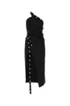 Attico Stretch Jersey One Shoulder Midi Dress In Black