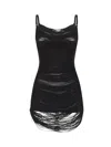 Attico Black Viscose Blend Mini Dress In Black