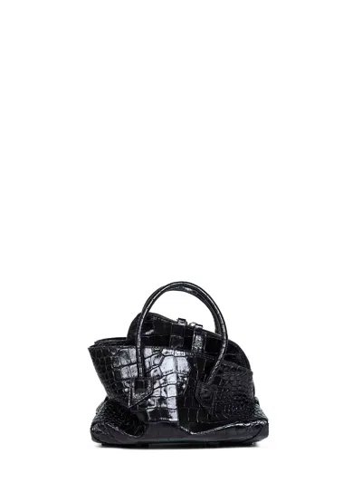 Attico Black "la Passeggiata Mini" Top Handle Bag In Purple