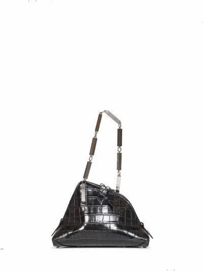 Attico Black "la Scala" Clutch With Shoulder Strap