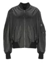 Attico Oversized Leather Bomber Jacket With Ribbed Details