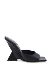 ATTICO BLACK LAMBSKIN WEDGE SANDALS FOR WOMEN WITH OPEN TOE AND PYRAMID HEEL IN SS24 SEASON