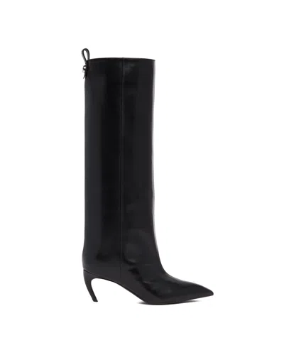 Attico 65mm Lea Heeled Leather High Boots In Black