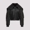 Attico Nappa Bomber Jacket With Oversized Hood In Black