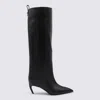 Attico Leather High Shaft Ankle Boots With Pointed Toe In Black