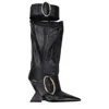 Attico Black Leather Boots In Black