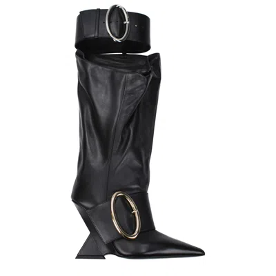 Attico Black Leather Boots