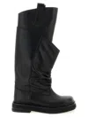 Attico 'passeggiata' Black Boots With Heel-tab And Rubber Sole In Leather Woman In Multi