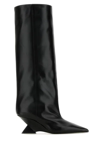 ATTICO BLACK LEATHER CHEOPE BOOTS