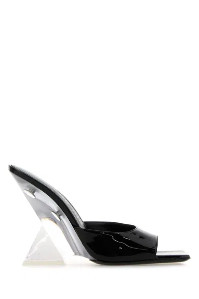 ATTICO BLACK LEATHER CHEOPE HEELS