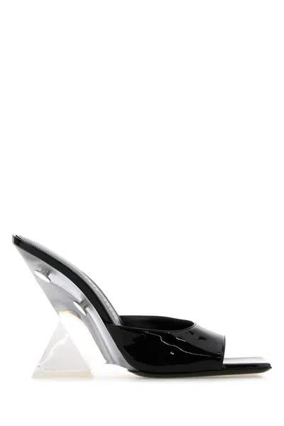 ATTICO BLACK LEATHER CHEOPE MULES