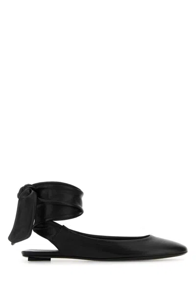 ATTICO BLACK LEATHER CLOÃ¨ SLIPPERS