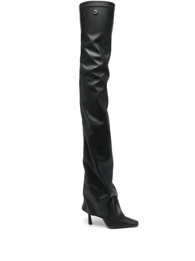 ATTICO BLACK LEATHER HIGH BOOTS