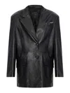 Attico Oversized Black Lamb Leather Coat In Black