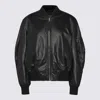 Attico Oversized Nappa Leather Bomber Jacket In Black