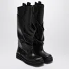 Attico Black Leather La Passeggiata Boots In Black