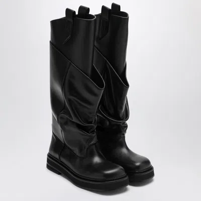 Attico Black Leather La Passeggiata Boots