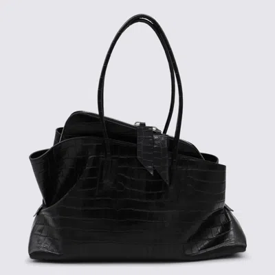 Attico Black Leather La Passeggiata Medium Shoulder Bag
