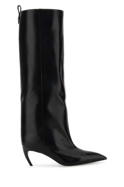 Attico Black Leather Lea Boots