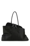 Attico Black Leather Medium La Passeggiata Shoulder Bag In Black