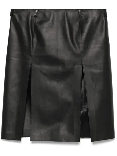 ATTICO BLACK LEATHER MINI SKIRT