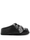 Attico Black Leather Mules