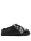 Attico Black Leather Mules