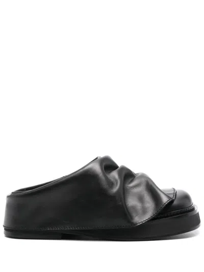 ATTICO BLACK LEATHER SANDALS