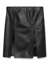 Attico Black Leather Skirt With Front Slits