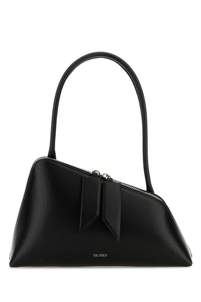 Attico Black Leather Sunrise Shoulder Bag