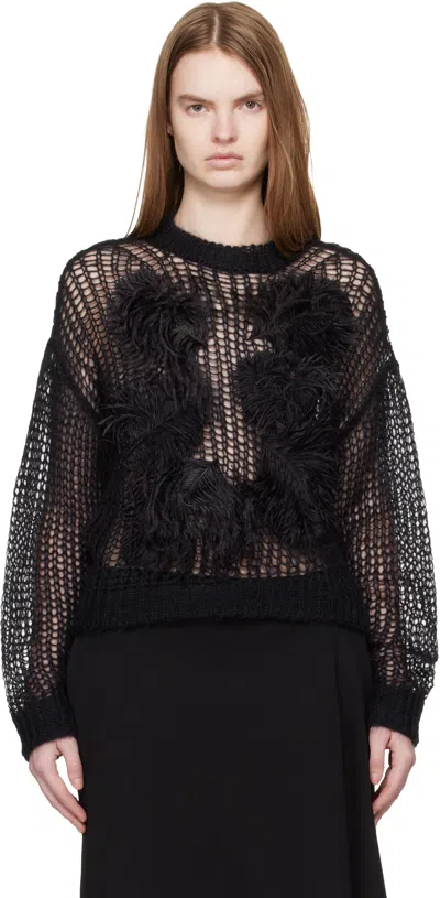 Attico Black Light Mohair Feather Sweater