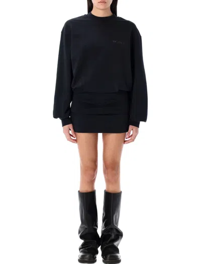 Attico Black Logo-appliqu Mini Dress