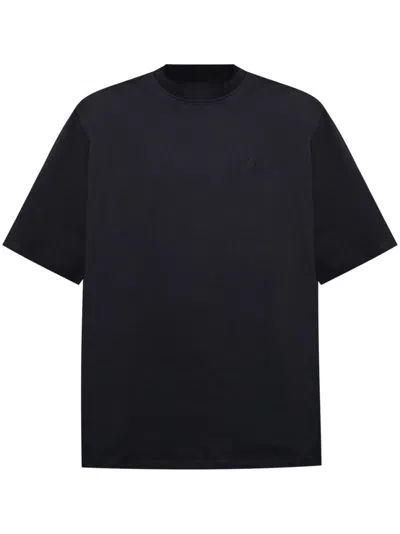 ATTICO BLACK LOGO-EMBROIDERED T-SHIRT