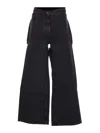 Attico Wide-leg Denim Trousers With Cut Out Detail In Black