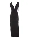 Attico The Abito Lungo Con Ruches In Negro